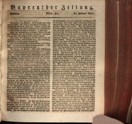 Bayreuther Zeitung Sonntag 26. Februar 1832