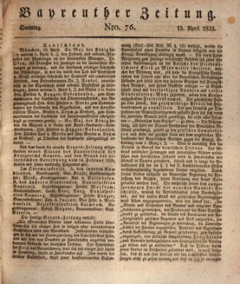 Bayreuther Zeitung Sonntag 15. April 1832