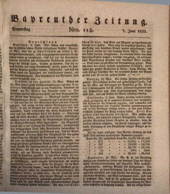 Bayreuther Zeitung Donnerstag 7. Juni 1832
