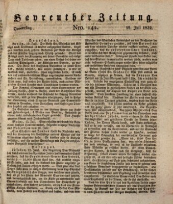 Bayreuther Zeitung Donnerstag 19. Juli 1832