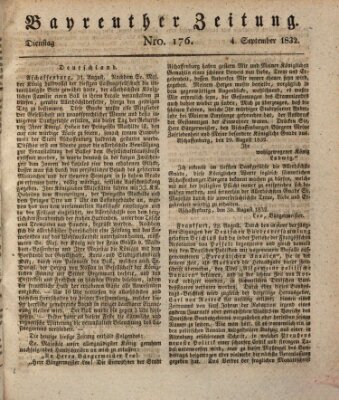Bayreuther Zeitung Dienstag 4. September 1832