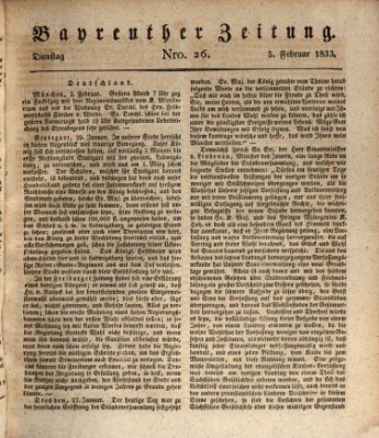 Bayreuther Zeitung Dienstag 5. Februar 1833