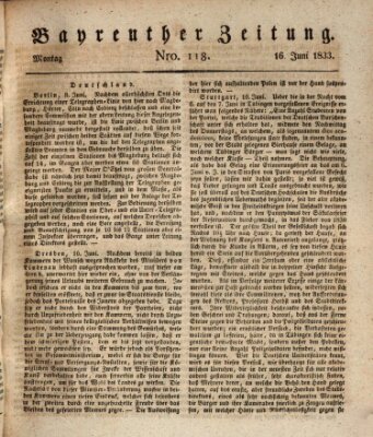 Bayreuther Zeitung Sonntag 16. Juni 1833