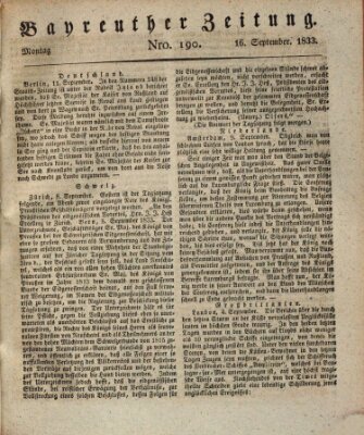 Bayreuther Zeitung Montag 16. September 1833