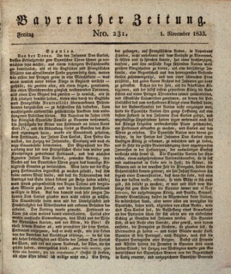 Bayreuther Zeitung Freitag 1. November 1833