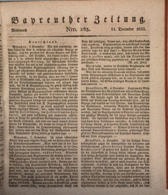 Bayreuther Zeitung Mittwoch 11. Dezember 1833