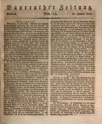 Bayreuther Zeitung Mittwoch 15. Januar 1834
