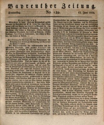 Bayreuther Zeitung Donnerstag 12. Juni 1834