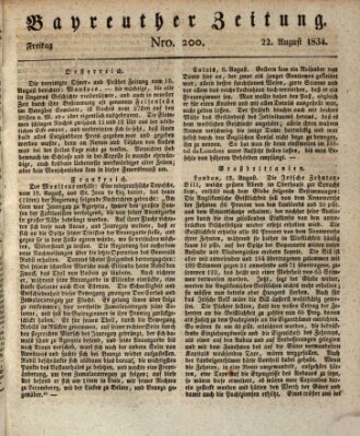 Bayreuther Zeitung Freitag 22. August 1834