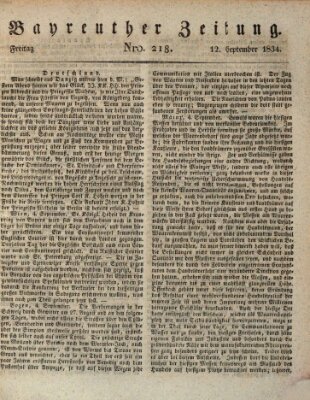 Bayreuther Zeitung Freitag 12. September 1834