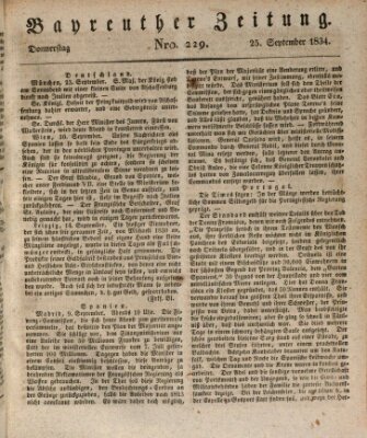 Bayreuther Zeitung Donnerstag 25. September 1834