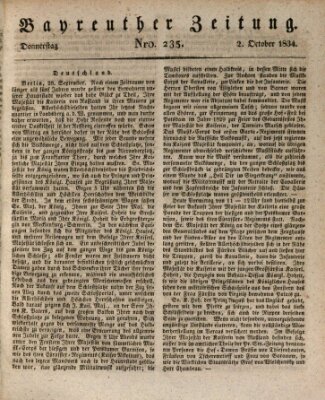 Bayreuther Zeitung Donnerstag 2. Oktober 1834