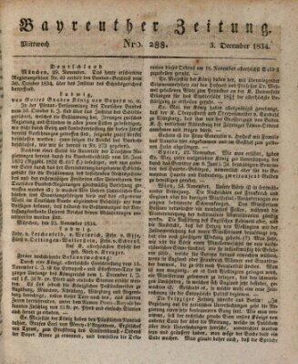 Bayreuther Zeitung Mittwoch 3. Dezember 1834