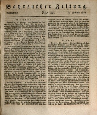 Bayreuther Zeitung Samstag 21. Februar 1835