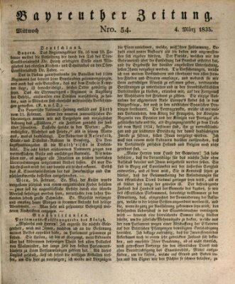 Bayreuther Zeitung Mittwoch 4. März 1835