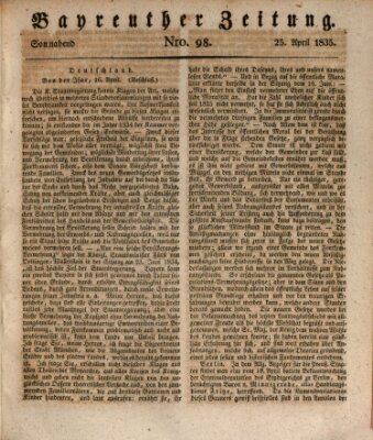 Bayreuther Zeitung Samstag 25. April 1835