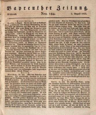 Bayreuther Zeitung Mittwoch 5. August 1835