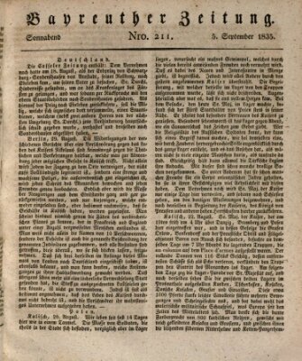 Bayreuther Zeitung Samstag 5. September 1835