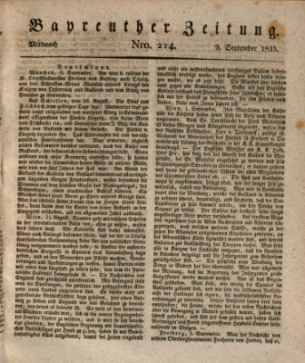 Bayreuther Zeitung Mittwoch 9. September 1835