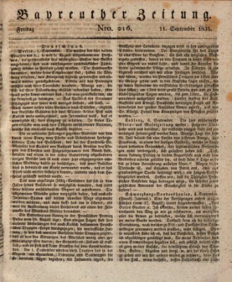 Bayreuther Zeitung Freitag 11. September 1835