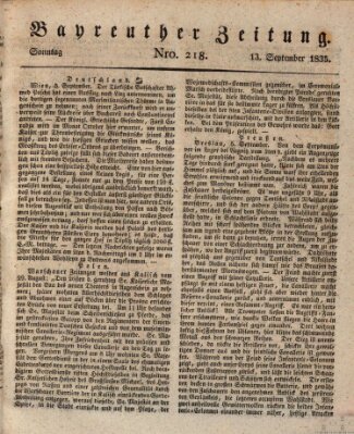 Bayreuther Zeitung Sonntag 13. September 1835
