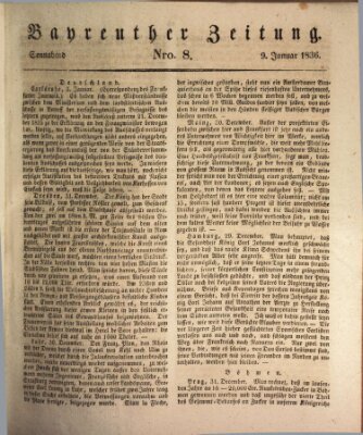 Bayreuther Zeitung Samstag 9. Januar 1836