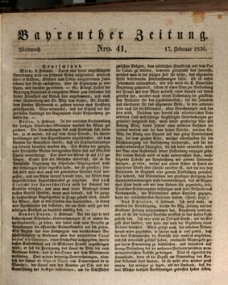 Bayreuther Zeitung Mittwoch 17. Februar 1836