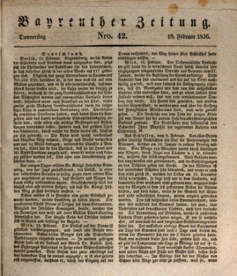 Bayreuther Zeitung Donnerstag 18. Februar 1836
