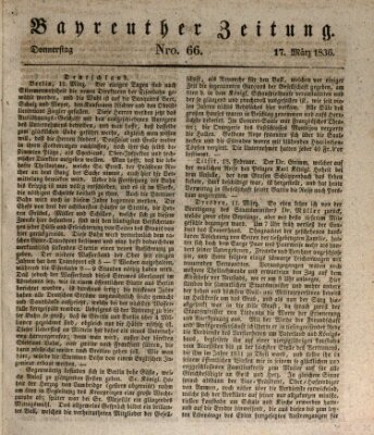 Bayreuther Zeitung Donnerstag 17. März 1836