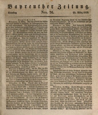 Bayreuther Zeitung Dienstag 29. März 1836