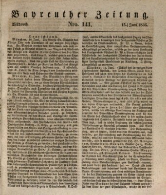 Bayreuther Zeitung Mittwoch 15. Juni 1836