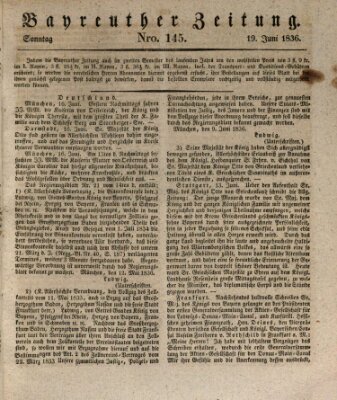 Bayreuther Zeitung Sonntag 19. Juni 1836