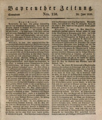 Bayreuther Zeitung Samstag 25. Juni 1836