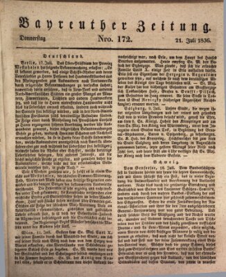 Bayreuther Zeitung Donnerstag 21. Juli 1836