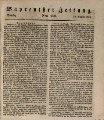 Bayreuther Zeitung Dienstag 23. August 1836