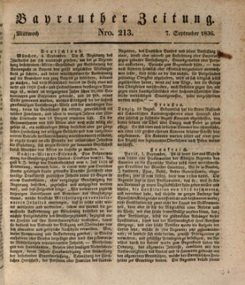 Bayreuther Zeitung Mittwoch 7. September 1836