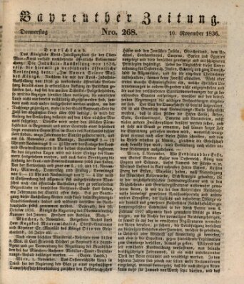 Bayreuther Zeitung Donnerstag 10. November 1836