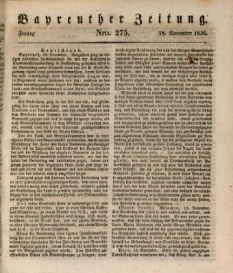 Bayreuther Zeitung Freitag 18. November 1836