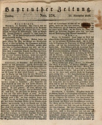 Bayreuther Zeitung Dienstag 22. November 1836
