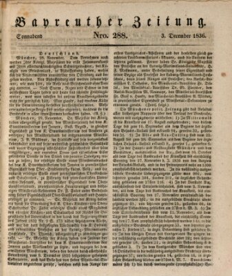 Bayreuther Zeitung Samstag 3. Dezember 1836