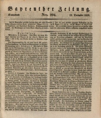 Bayreuther Zeitung Samstag 10. Dezember 1836