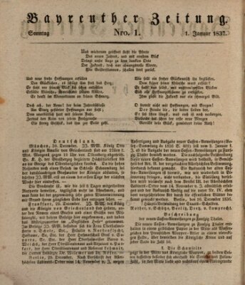 Bayreuther Zeitung Sonntag 1. Januar 1837