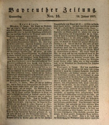 Bayreuther Zeitung Donnerstag 19. Januar 1837