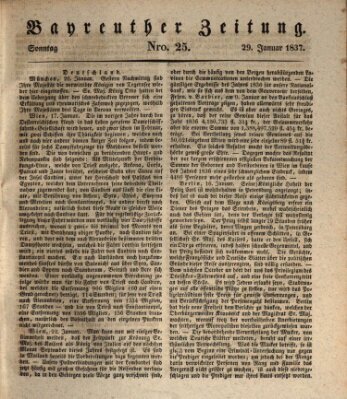 Bayreuther Zeitung Sonntag 29. Januar 1837