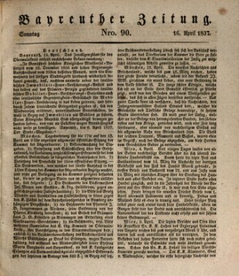 Bayreuther Zeitung Sonntag 16. April 1837