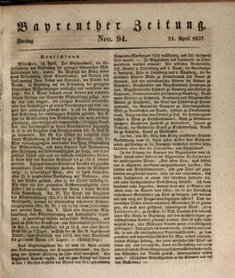Bayreuther Zeitung Freitag 21. April 1837