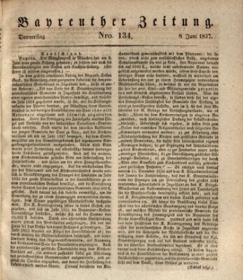 Bayreuther Zeitung Donnerstag 8. Juni 1837