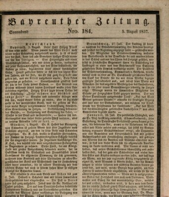 Bayreuther Zeitung Samstag 5. August 1837