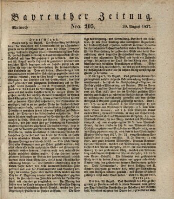 Bayreuther Zeitung Mittwoch 30. August 1837
