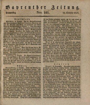 Bayreuther Zeitung Donnerstag 12. Oktober 1837